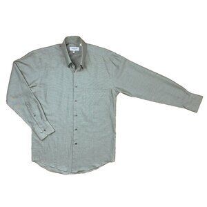 YVES SAINT LAURENT Cotton Blend Luxury Dress Sport Green Shirt sz 14.5 32-33 S